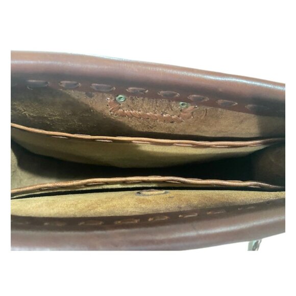 Western Leather Purse with Turquoise Stone, Vintage, Handmade, Four Wind West - Picture 10 of 12